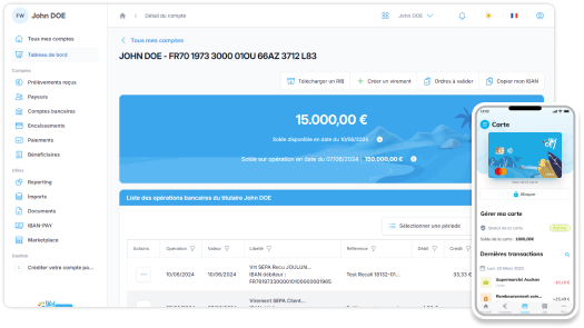 Tableau de bord de la banque en ligne